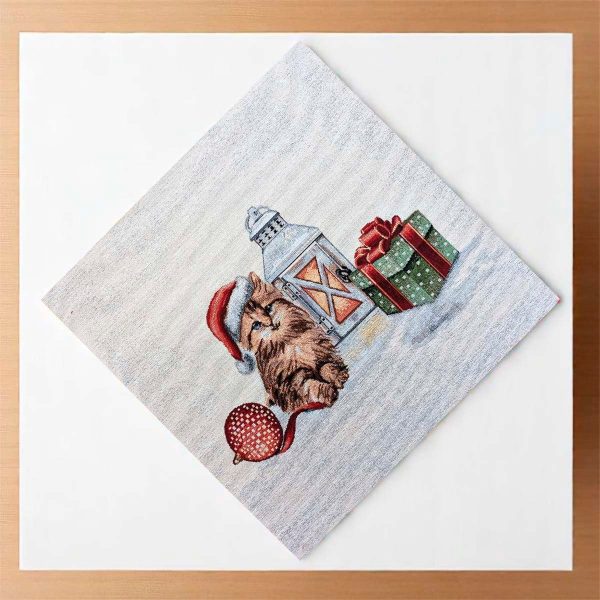 Χριστουγεννιάτικο Πετσετάκι 44x44 Cotone | Cat Candle